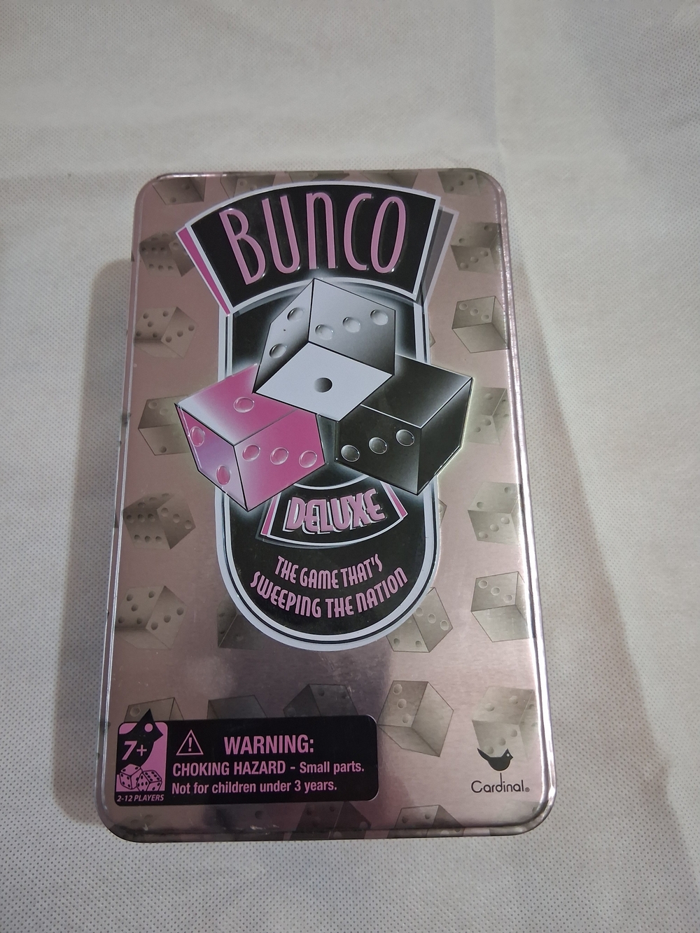 Bunco Deluxe Tin Game - Cardinal - Pink/Black